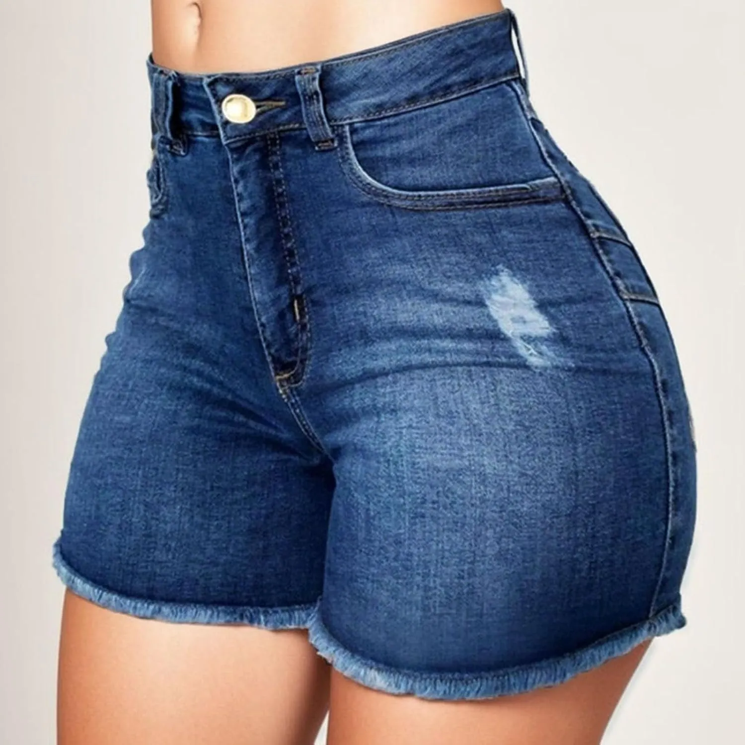 Ripped Jean Shorts for Women High Waisted Stretchy Plus Size Denim Distressed Jeans Sports Ripped Shorts