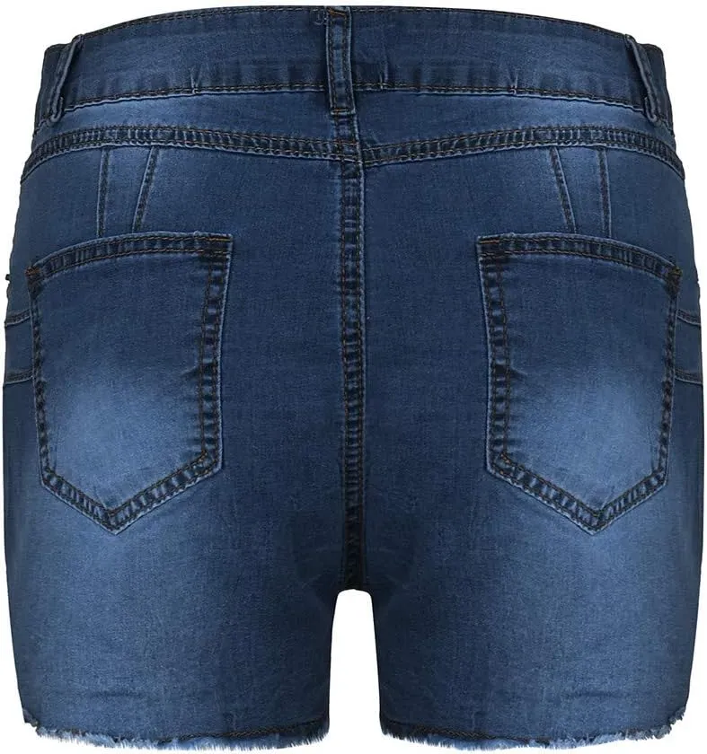 Ripped Jean Shorts for Women High Waisted Stretchy Plus Size Denim Distressed Jeans Sports Ripped Shorts