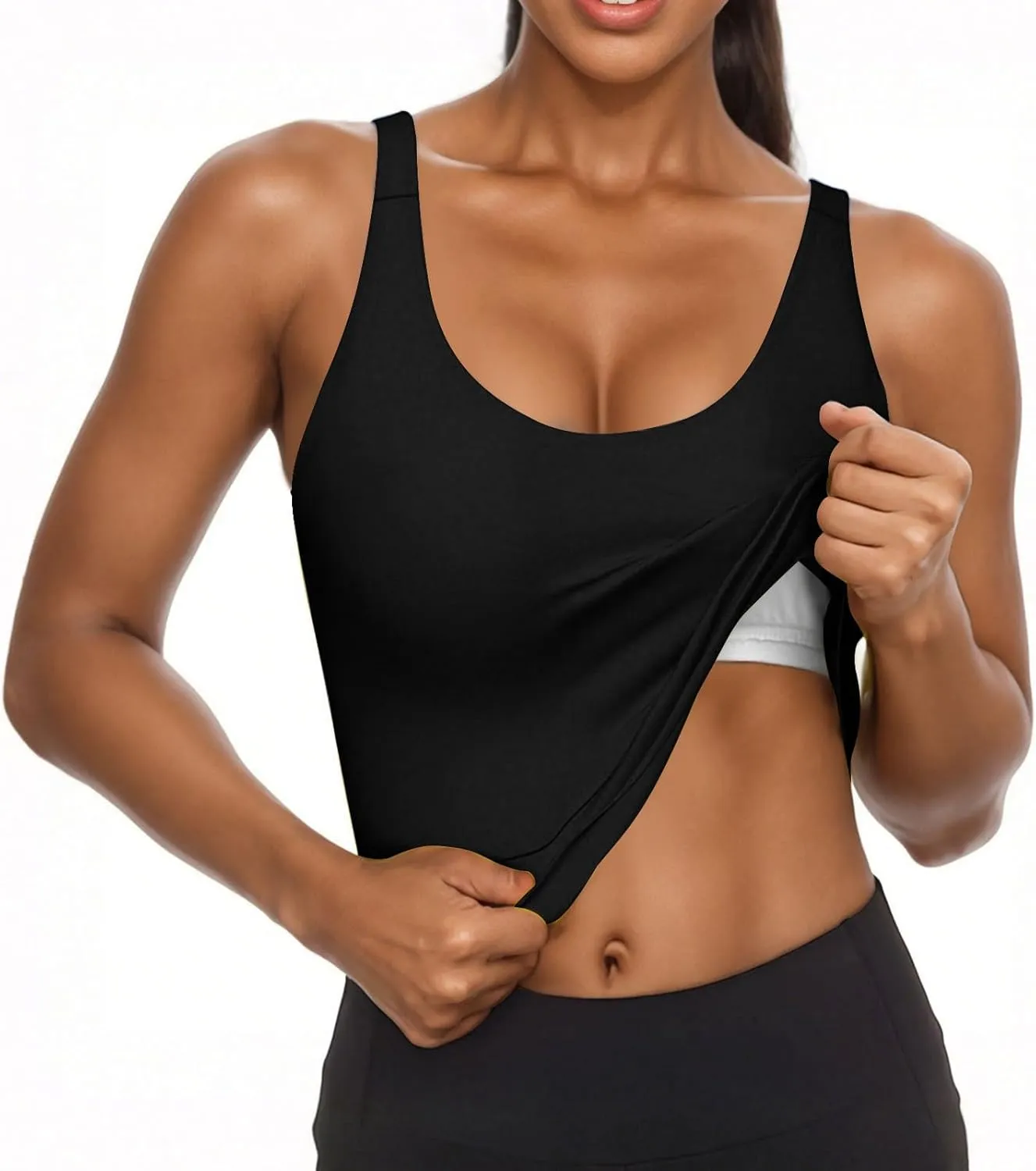 Seamless Workout Tank Tops for Women Summer Racerback Sleeveless Tops with Built-in Bra U-Back Athletic Gym Yoga Shirt