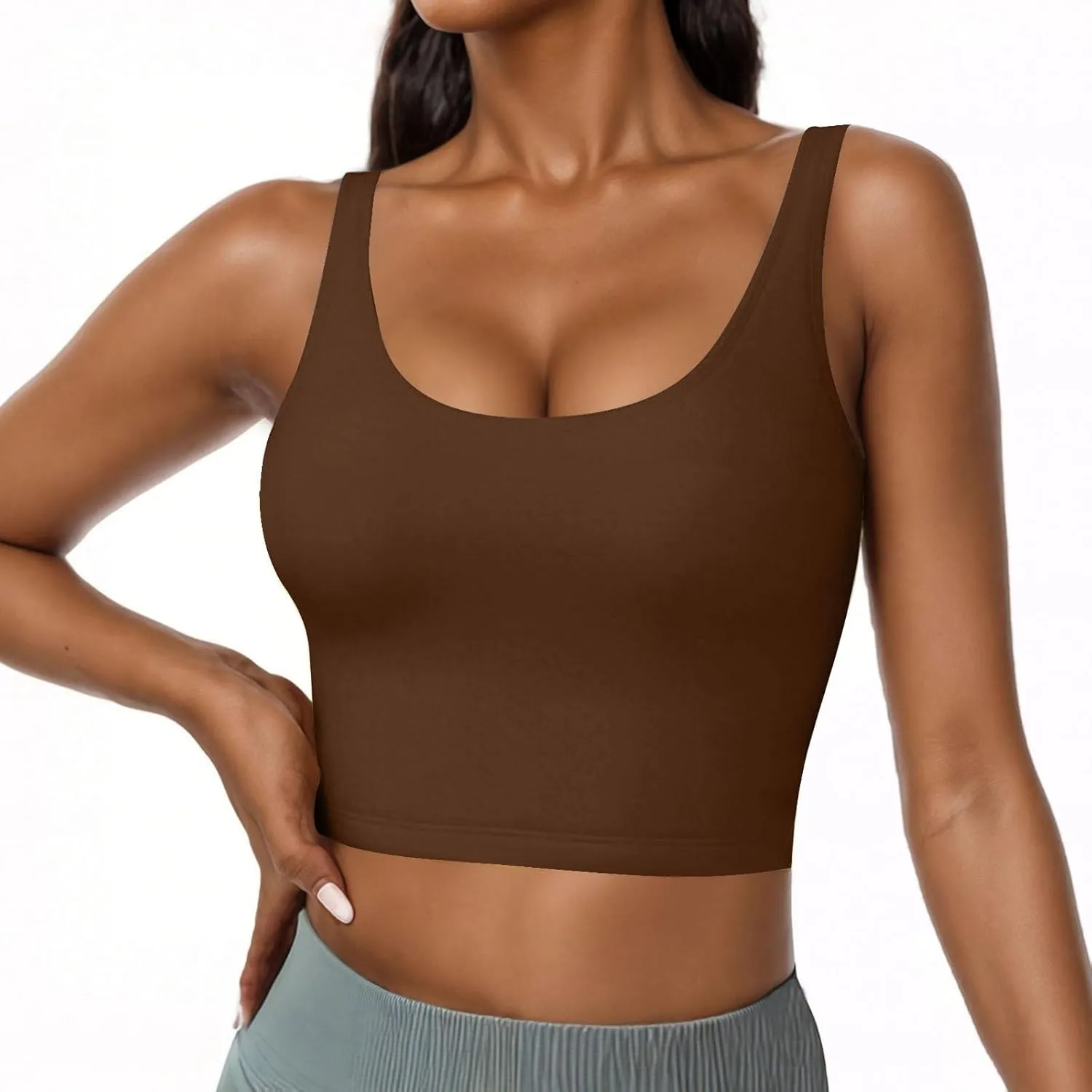 Seamless Workout Tank Tops for Women Summer Racerback Sleeveless Tops with Built-in Bra U-Back Athletic Gym Yoga Shirt