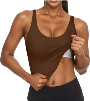 Seamless Workout Tank Tops for Women Summer Racerback Sleeveless Tops with Built-in Bra U-Back Athletic Gym Yoga Shirt