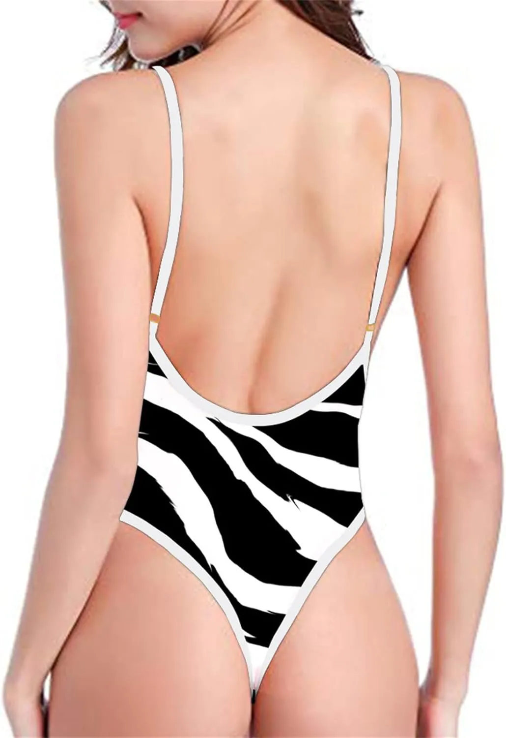 Sexy One Piece Swimsuits for Women Plunge Deep V Neck Backless Bathing Suits Print Halter Tummy Control Swimwear