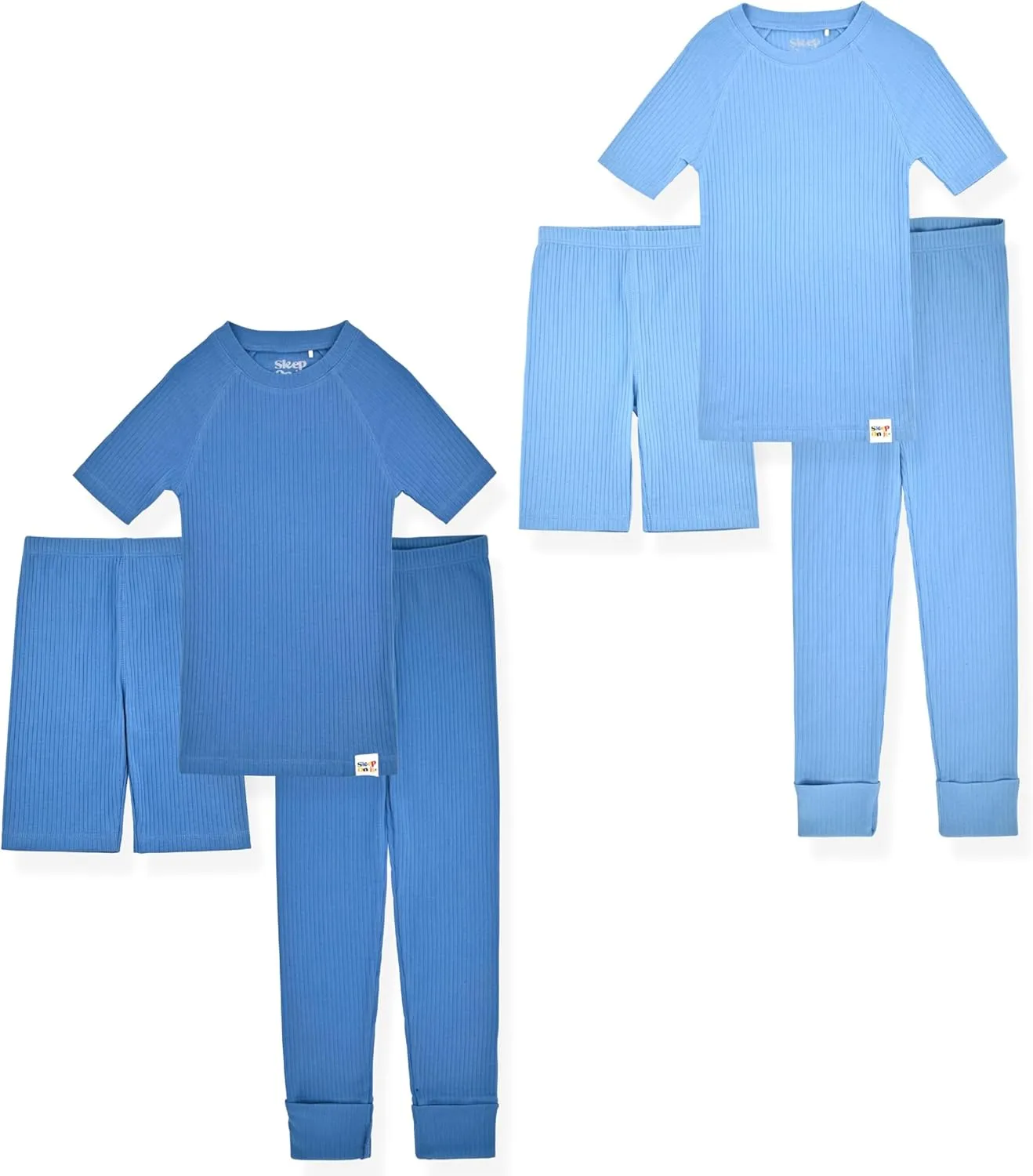 Sleep On It Rib Knit Girls Pajama Sets Pajamas for Boys and Girls - 100% Organic Multipack Rib Knit Cotton Sleepwear