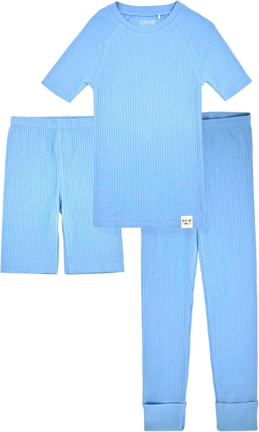 Sleep On It Rib Knit Girls Pajama Sets Pajamas for Boys and Girls - 100% Organic Multipack Rib Knit Cotton Sleepwear