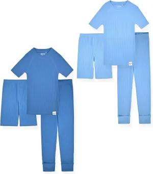 Sleep On It Rib Knit Girls Pajama Sets Pajamas for Boys and Girls - 100% Organic Multipack Rib Knit Cotton Sleepwear