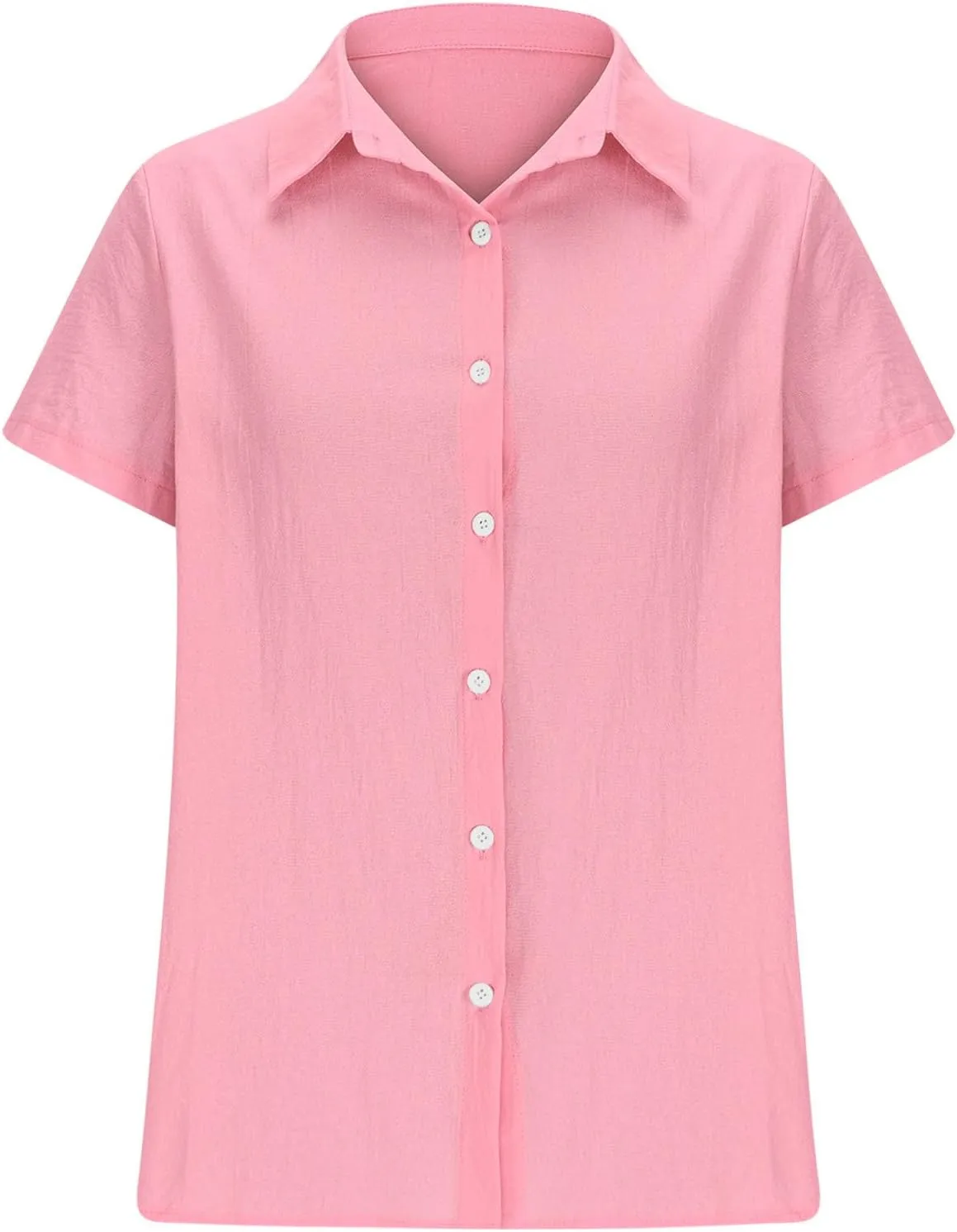 Summer Outfits for Women 2025 Button Down Short Sleeve Regular Fit Shirts Cotton Linen Comfy Casual Work Tshirt