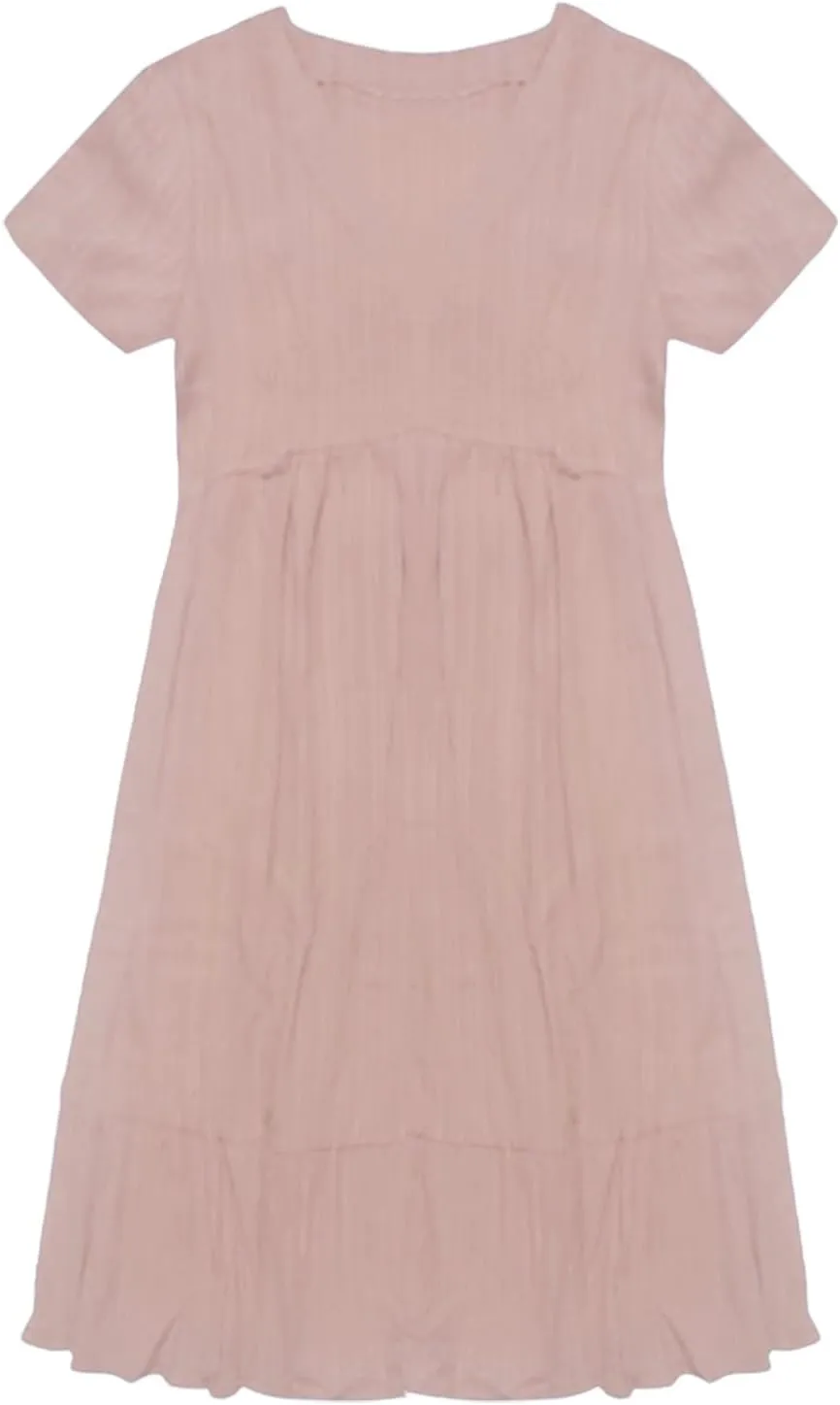 Summer Tops for Women Trendy 2025 Short Sleeve V Neck Dress Slim Tunic Shirts Lightweight Blouses Vacation Outfits