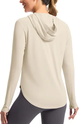 Sun Protection Hoodie For Women UPF 50  Fishing Hiking Shirt Lightweight Cool Rash Guard Casual Long Sleeve Spf Shirt