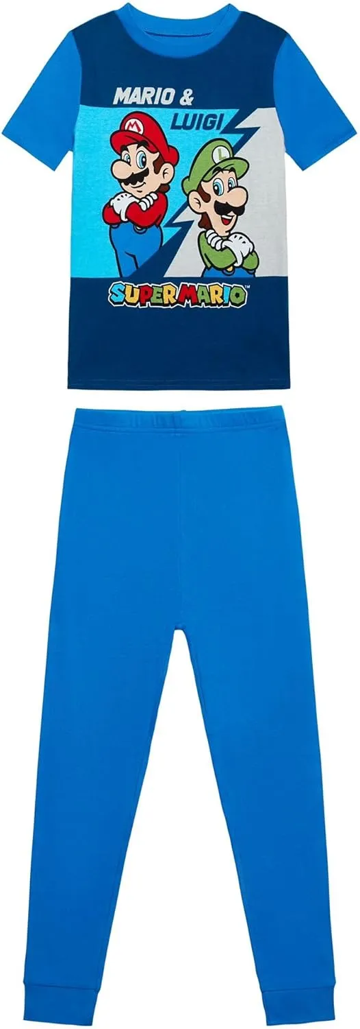 Super Mario Little/Big Boys 100% Cotton 4-Piece Pajama Sets