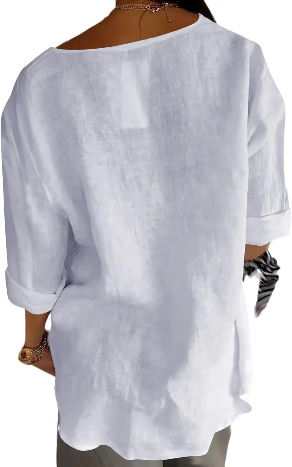 TANGNADE Linen Button Down Shirt Women Short Sleeve Loose Fit V Neck Tops Comfy Solid T-Shirt Loose Summer Blouses