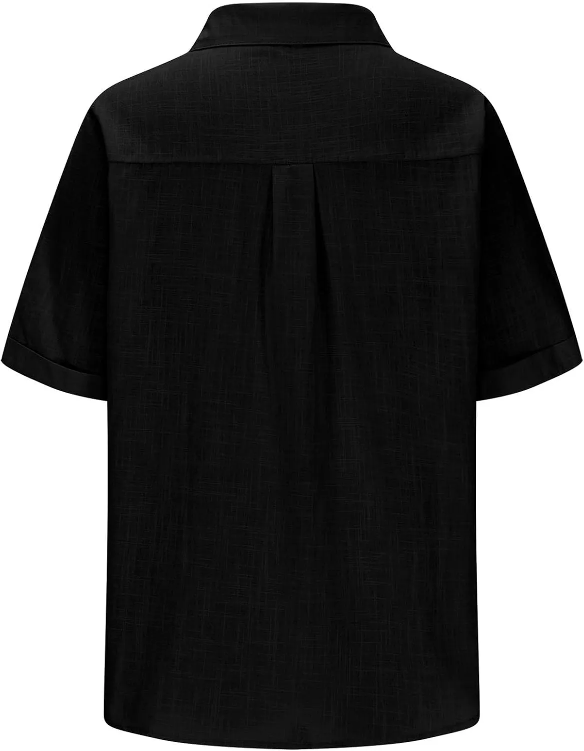 TANGNADE Linen Button Up Shirts Rolled Cuffed Short Sleeve Women Casual Loose Collared Tunic Tops Ladies Work Office Blouse