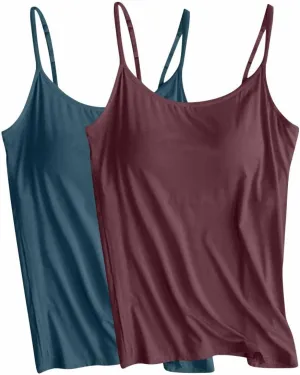 Tank Top Bra for Women 2 Pc with Shelf Bras Casual Sleeveless Shirts Soft Lightweight Quick Dry Running Tanks
