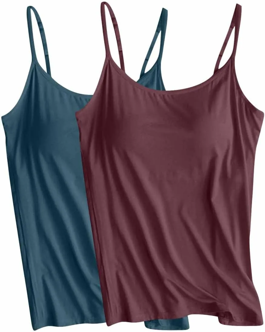 Tank Top Bra for Women 2 Pc with Shelf Bras Casual Sleeveless Shirts Soft Lightweight Quick Dry Running Tanks
