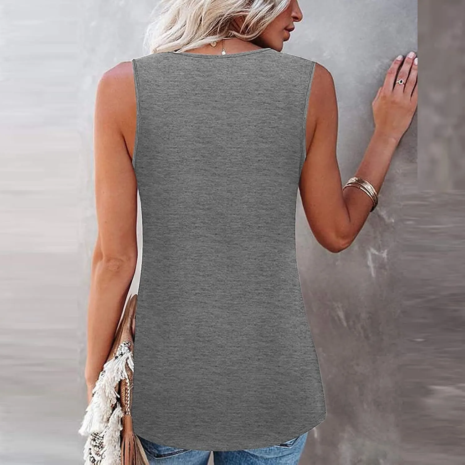 Tank Top for Women, Plus Size Sleeveless Tunic Tops Fashion Lace Patchwork Summer Blouses Crewneck Ruched Solid Shirt