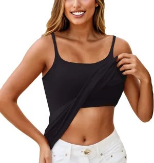 Tank Top with Built in Bra Camisoles for Women for Under Clothes Spaghetti Strap Cami 2025 Summer Clothes