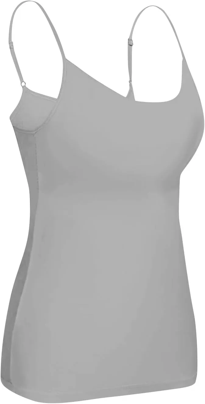 Tank Top with Built in Bra for Women Adjustable Spaghetti Strap Shelf Bra Camisole Tops Cotton Undershirts Cami