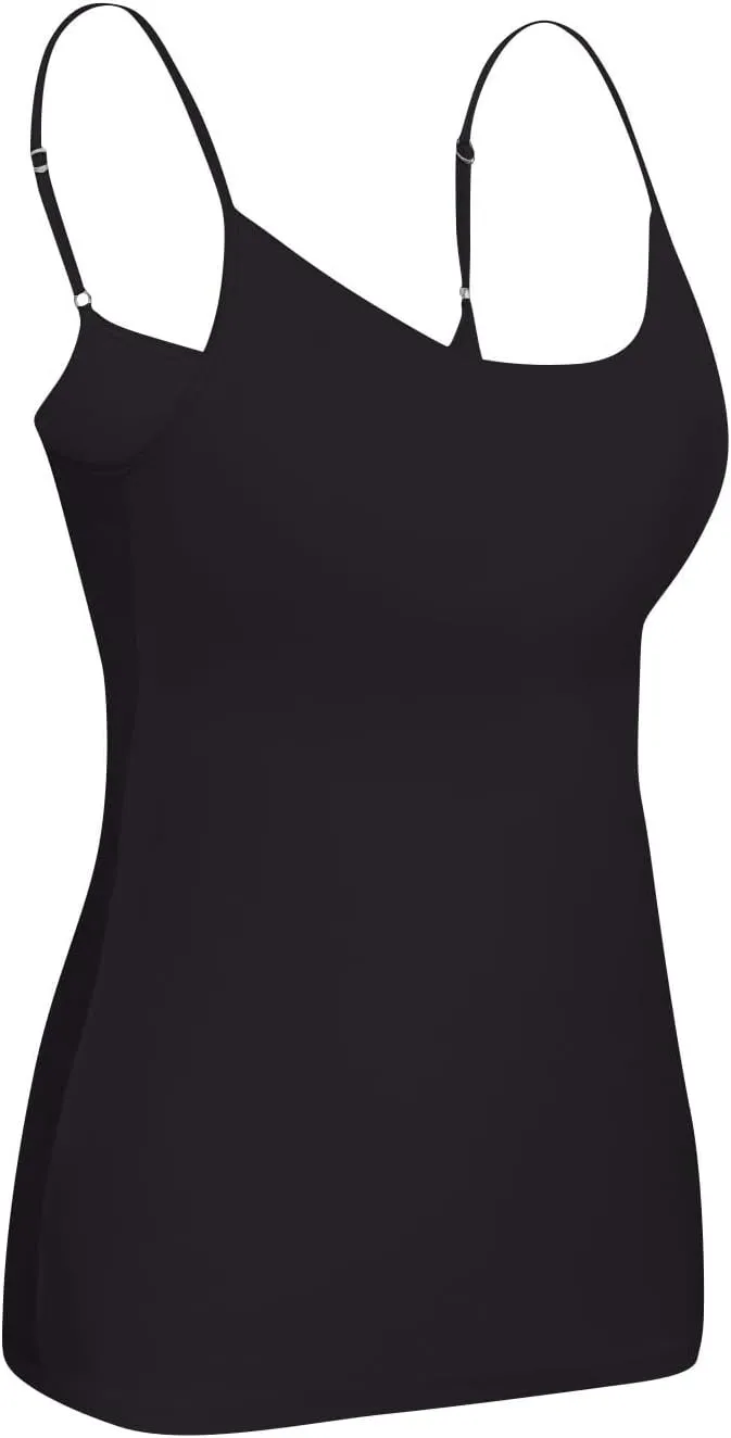 Tank Top with Built in Bra for Women Adjustable Spaghetti Strap Shelf Bra Camisole Tops Cotton Undershirts Cami