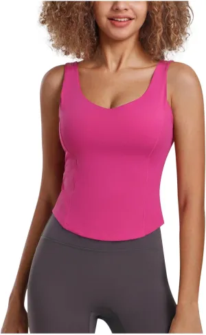 Tank Top with Built in Bra Women's 2025 Summer Workout Tanks U Neck Athletic Basic Comfy Undershirts for Lounge