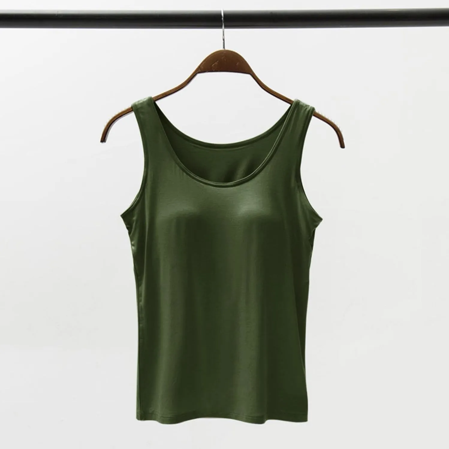 Tank Tops for Women Built in Bra Cotton Shelf Bra Summer Fitted Tanks Layering Sports Workout Camisole Undershirts