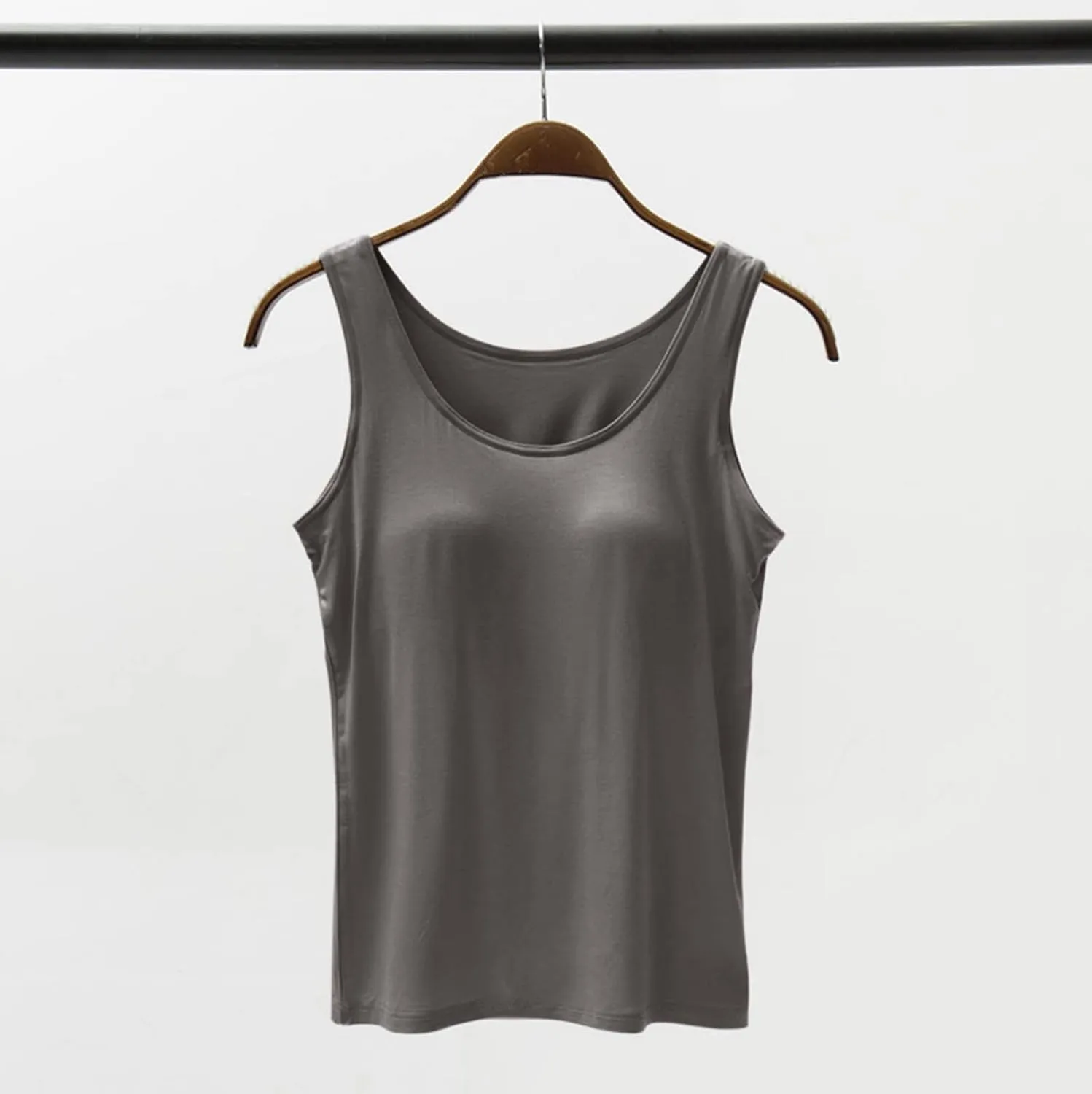 Tank Tops for Women Built in Bra Cotton Shelf Bra Summer Fitted Tanks Layering Sports Workout Camisole Undershirts