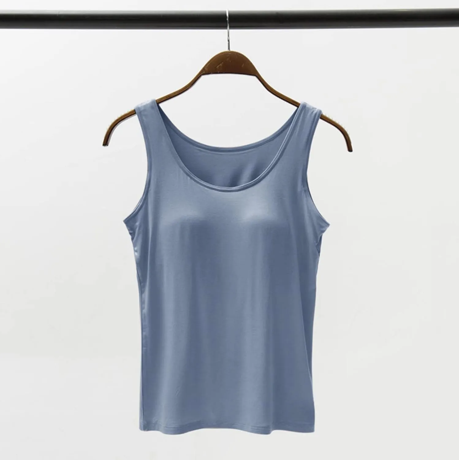 Tank Tops for Women Built in Bra Cotton Shelf Bra Summer Fitted Tanks Layering Sports Workout Camisole Undershirts