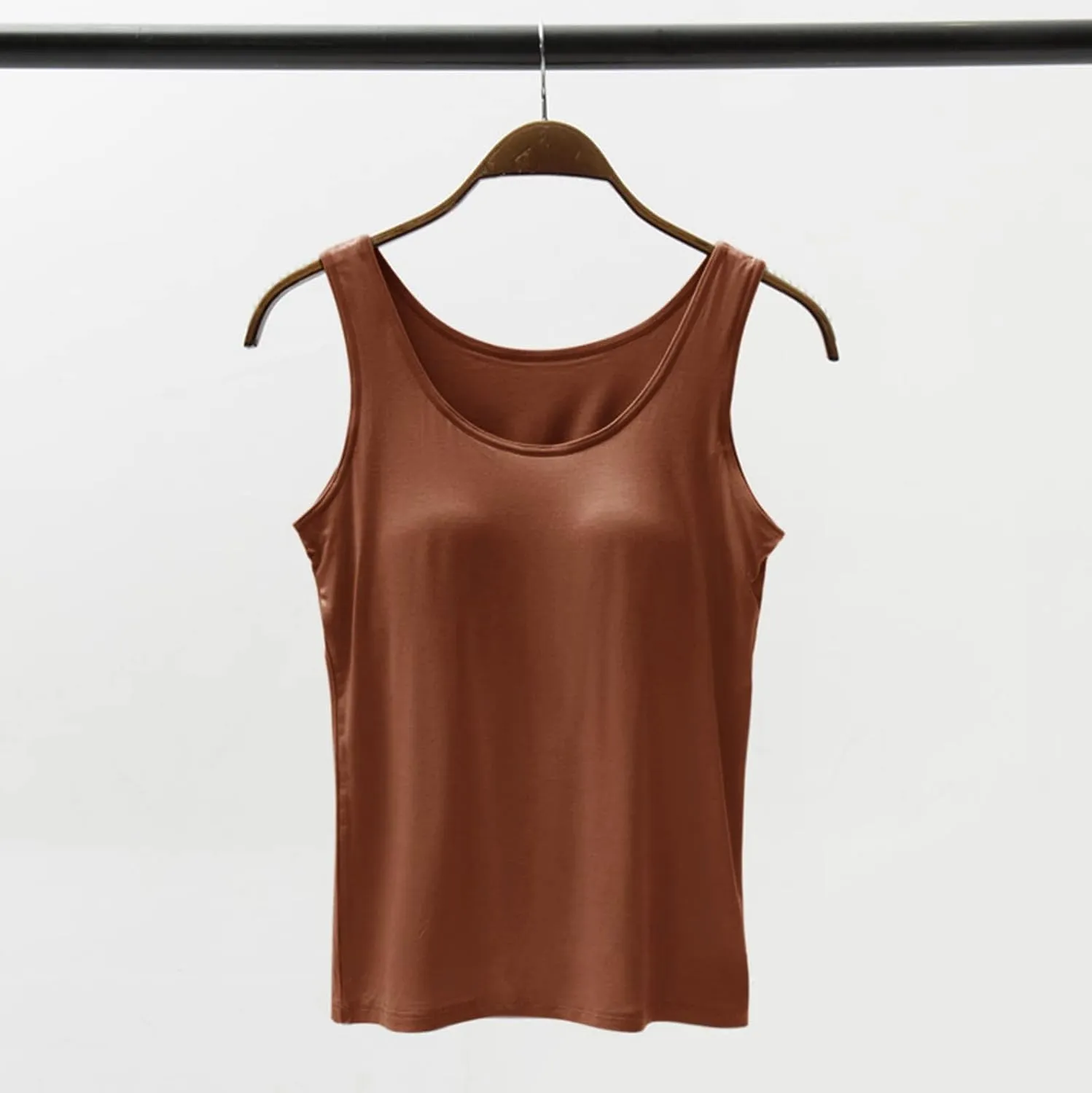 Tank Tops for Women Built in Bra Cotton Shelf Bra Summer Fitted Tanks Layering Sports Workout Camisole Undershirts