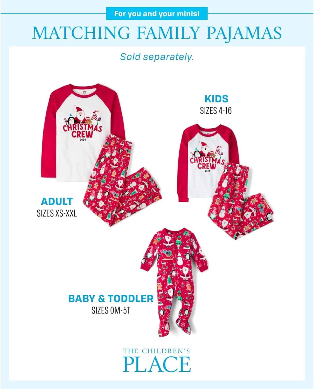 The Children's Place Baby Family Matching, Holiday Pajama Sets, Fleece