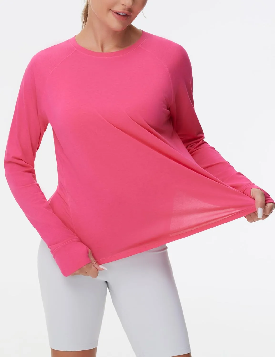 THE GYM PEOPLE Women's Long Sleeve Workout Shirts Side Slits Athletic Yoga Tee Tops with Thumb Hole
