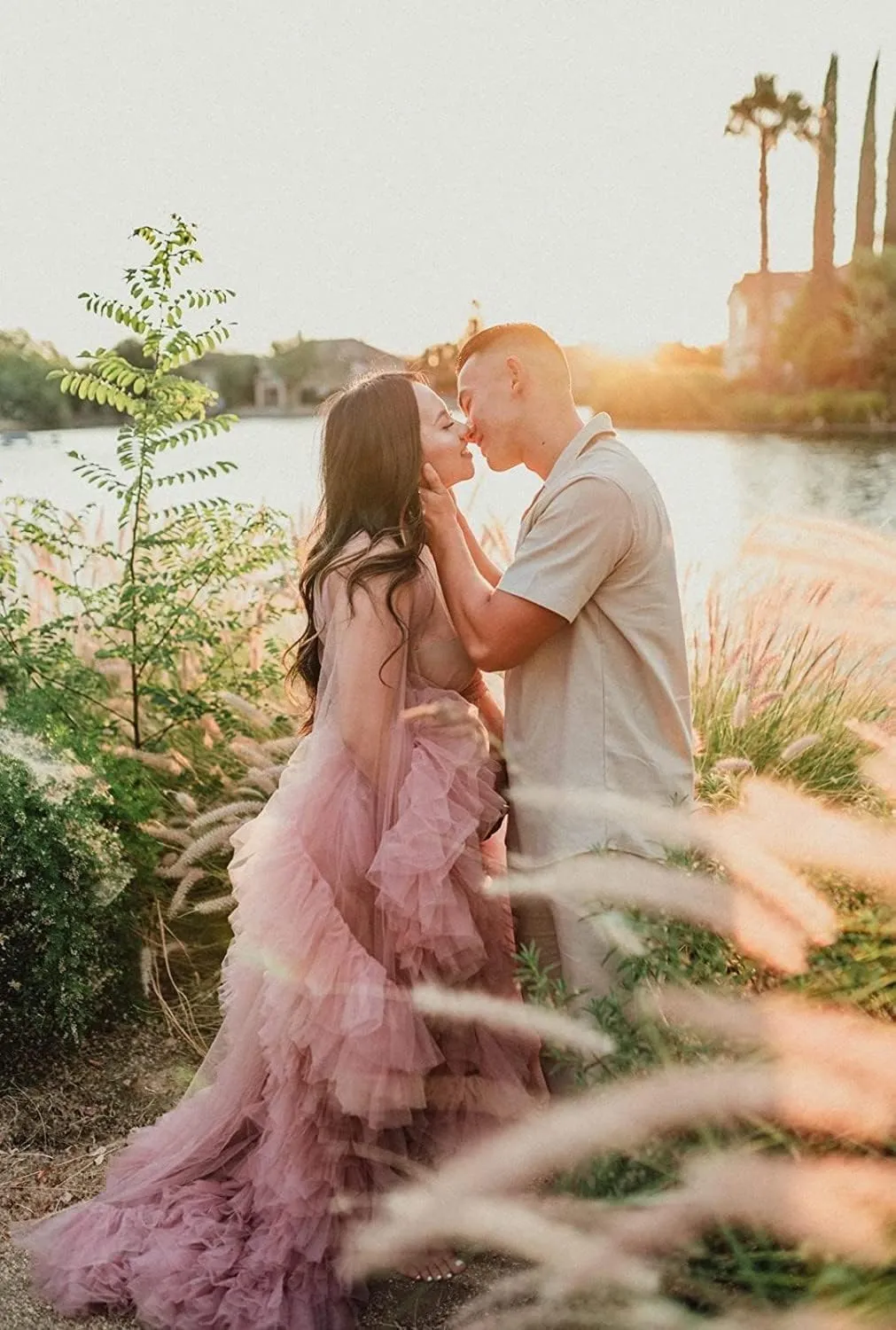Tianzhihe Puffy Tulle Robe Maternity Dress for Photoshoot Long Sheer Bridal Robe Baby Shower Dress Pregancy Gown Nightgown