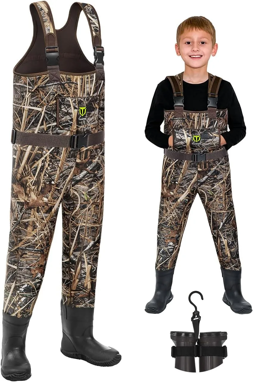 TIDEWE Chest Waders for Toddler & Children, Neoprene Waterproof Insulated Hunting & Fishing Youth Waders for Boy and Girl