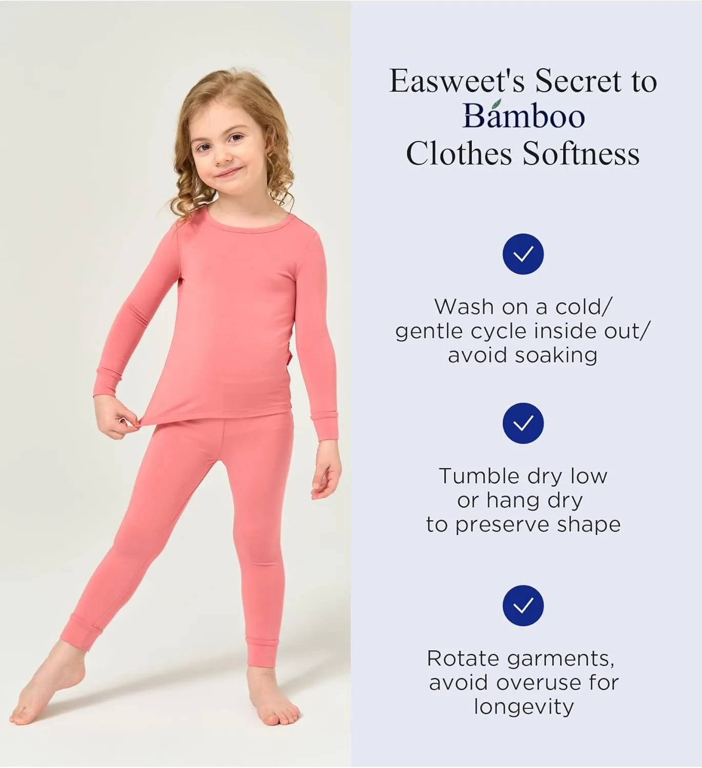 Toddler Boys and Girls Bamboo Viscose Pajamas Set Snug Fit Long Sleeve Top and Pants PJs