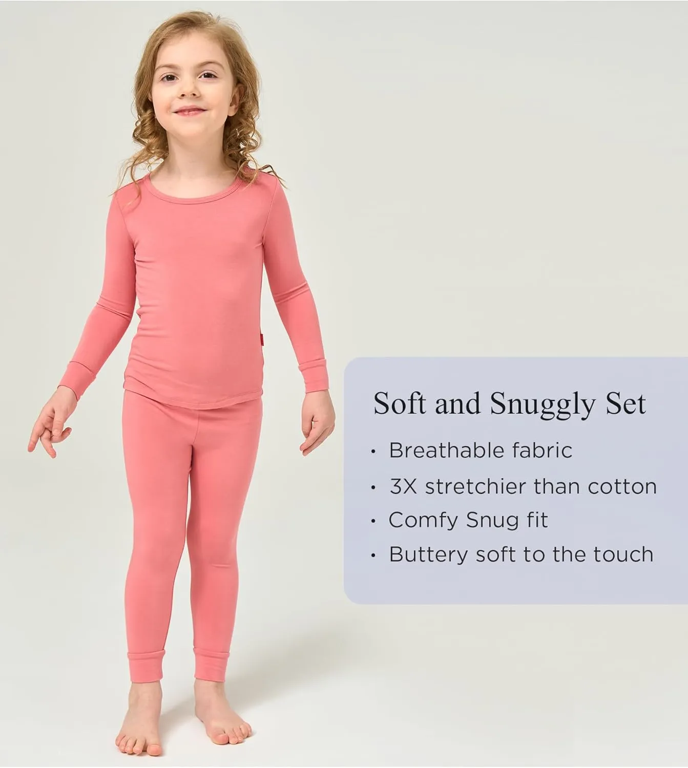 Toddler Boys and Girls Bamboo Viscose Pajamas Set Snug Fit Long Sleeve Top and Pants PJs