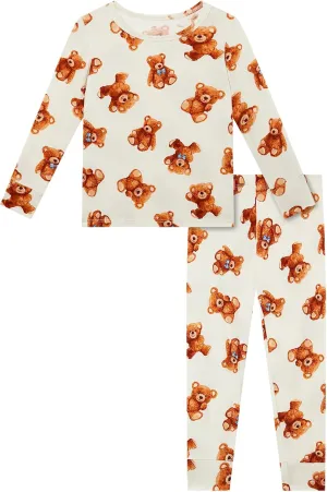 Toddler Boys and Girls Bamboo Viscose Pajamas Set Snug Fit Long Sleeve Top and Pants PJs