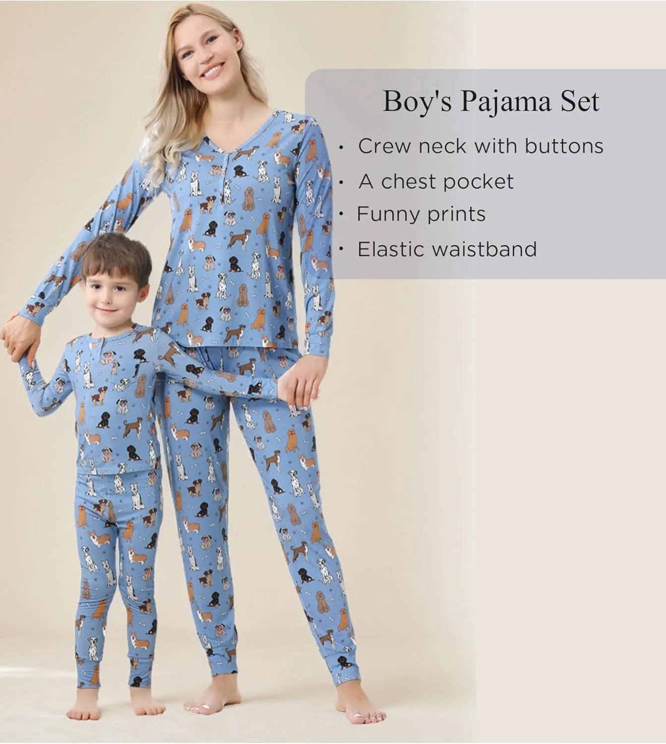 Toddler Boys' Sleepwear Bamboo Viscose Kids Long Sleeve Tops and Pants 2 Piece Pajama Sets