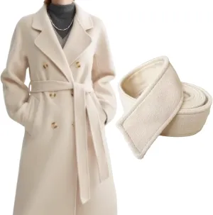 Trench Coat Belt Replacement, 69" Long Woolen Overcoat Belt, Decorative Buckle Robe Alternative, White Outerwear for Women & Girls