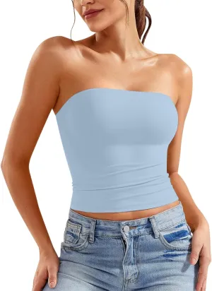 Tube Top for Women Strapless Basic Crop Top Y2K Going Out Bandeau Summer Spring Clothes 2025 Trendy Casual