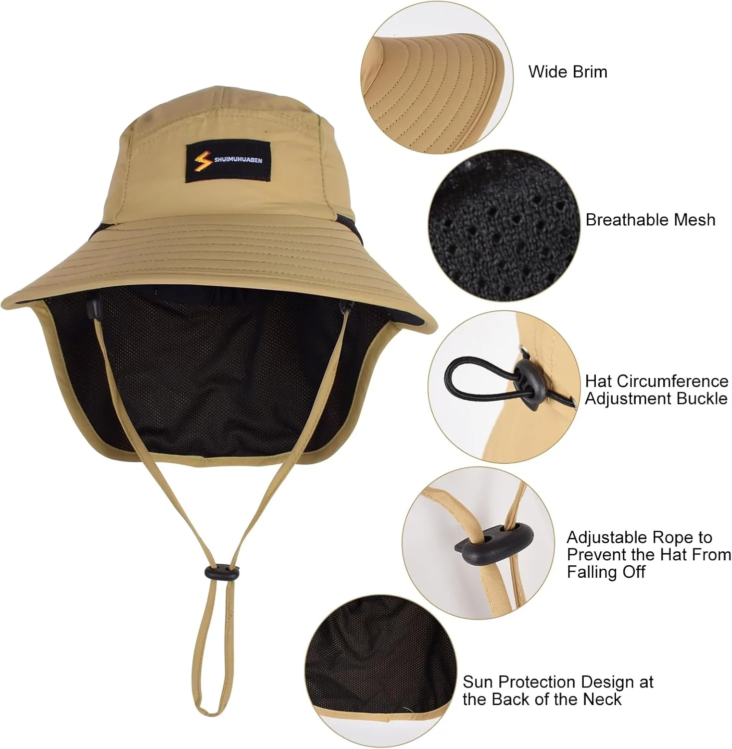 UPF 50  Kids Sun Hat for 2-8 Years Adjustable Lightweight Outdoor Hat Breathable Mesh Wide Brim Bucket Hat Safari Beach