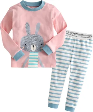 VAENAIT BABY 12M-12Y Infant Kids Junior Boys Girls Animal Truck Rabbit Character 100% Cotton Pajamas Set