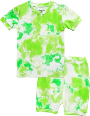 VAENAIT BABY Infant Toddler Kids Junior Soft Bamboo Pajamas Tie Dye Short Summer Pjs 2pcs Set 6M-12Y
