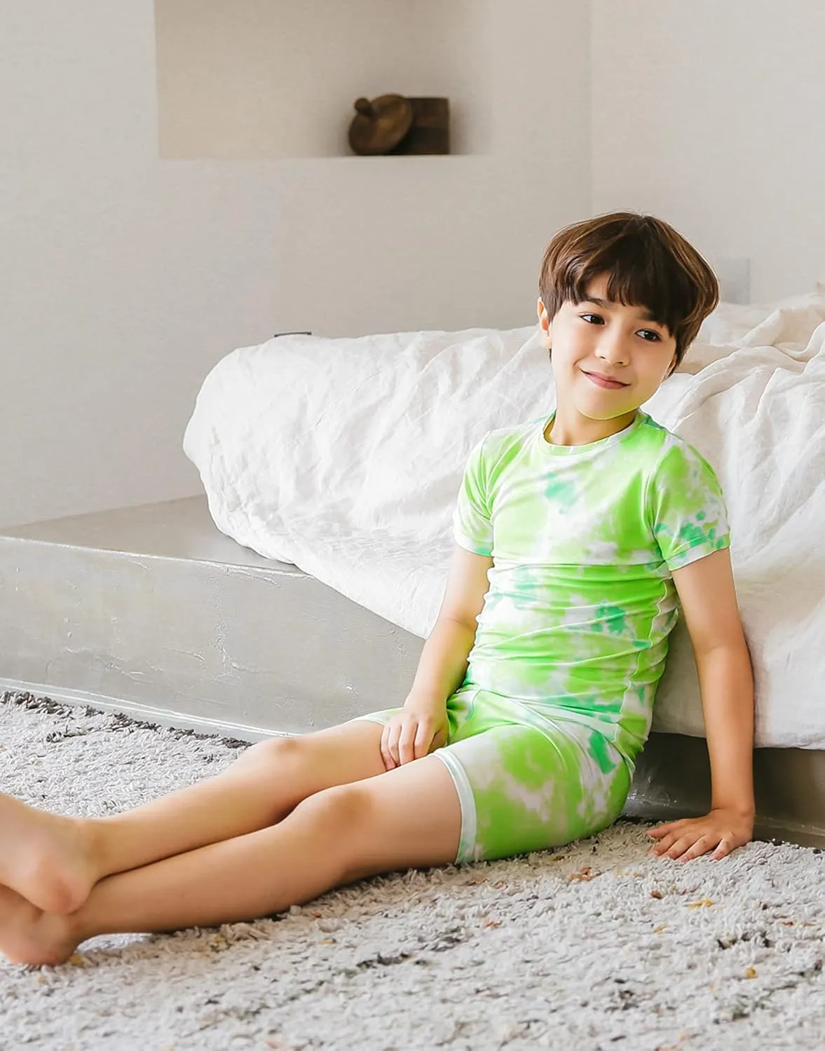 VAENAIT BABY Infant Toddler Kids Junior Soft Bamboo Pajamas Tie Dye Short Summer Pjs 2pcs Set 6M-12Y
