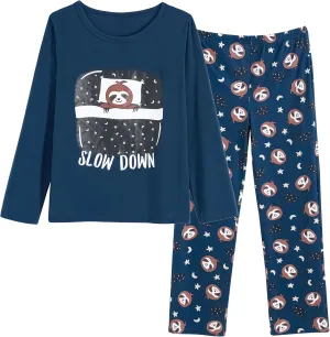Vopmocld Big Girls Cute Pajama Sets Long Sleeve Lovely Sleepwear 2 Piece PJS Multiple Cartoon Jammies