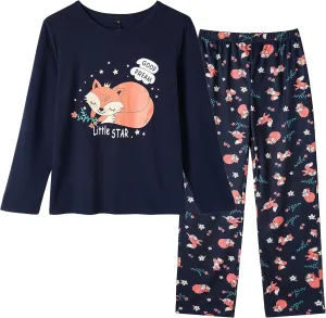 Vopmocld Young Girls Lovely Bunny Pajama Sets Cotton Long Sleeve Pjs Clothes Sleepwear Shirts