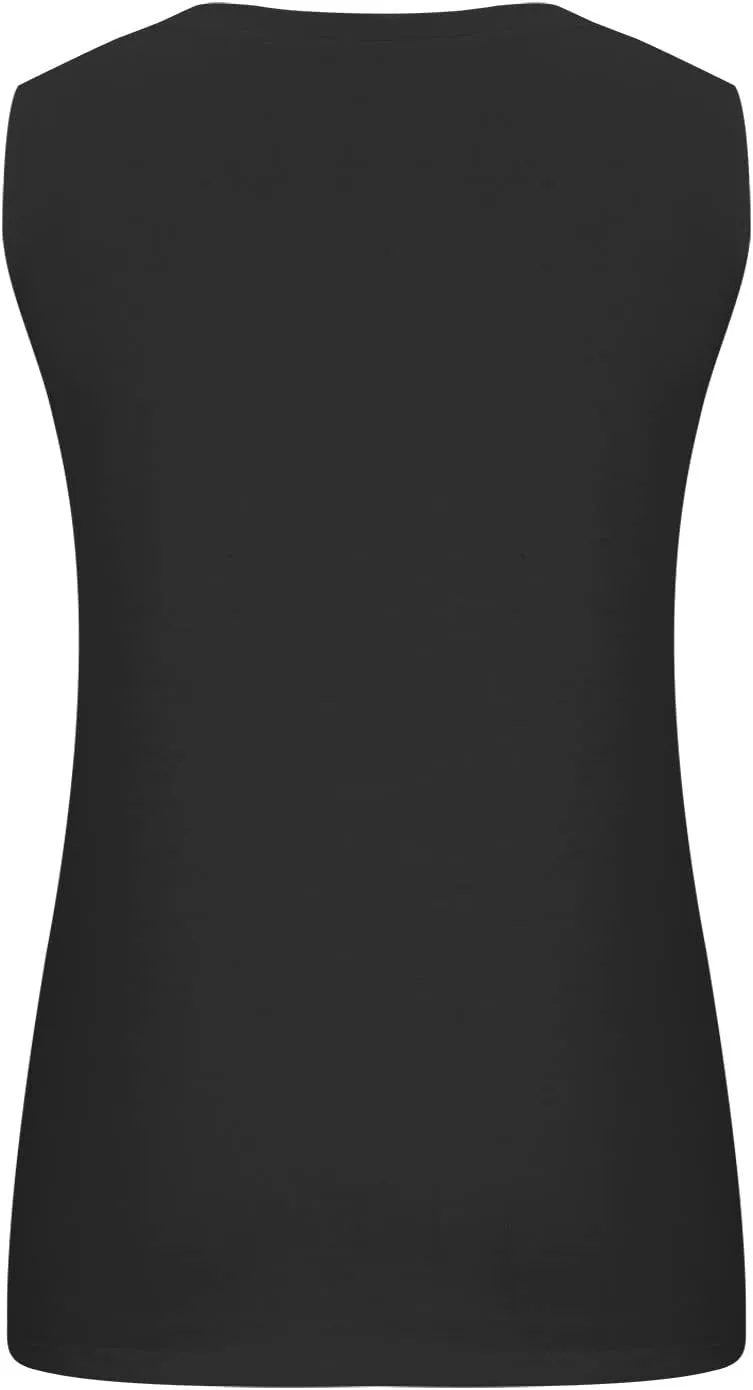 Women Plus Size Tank Tops Summer Sleeveless Henley T-Shirts Tops Casual Button Up Tunics Shirts Loose Fit Basic Tees
