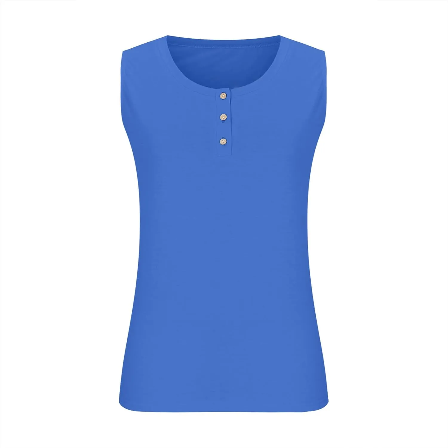 Women Plus Size Tank Tops Summer Sleeveless Henley T-Shirts Tops Casual Button Up Tunics Shirts Loose Fit Basic Tees