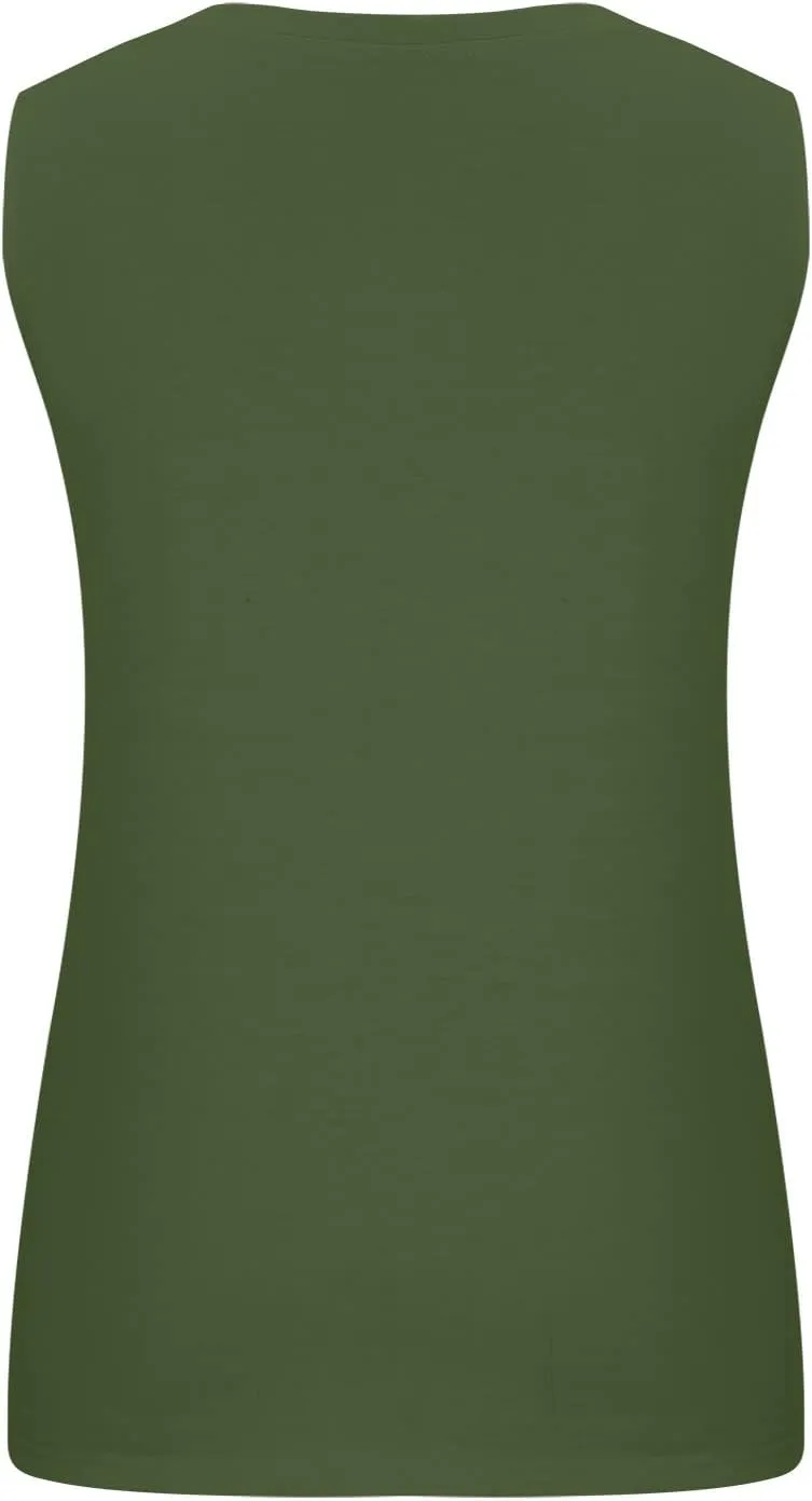 Women Plus Size Tank Tops Summer Sleeveless Henley T-Shirts Tops Casual Button Up Tunics Shirts Loose Fit Basic Tees
