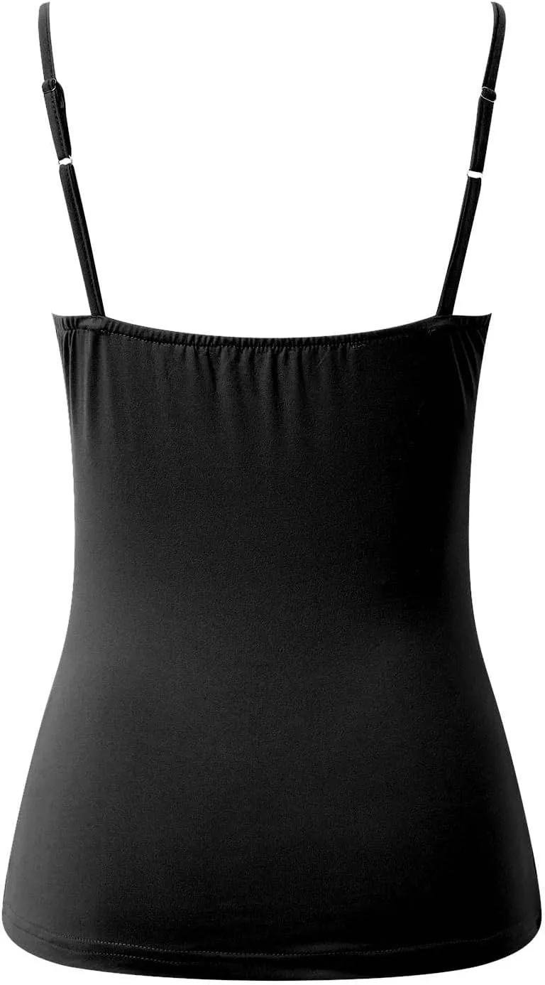 Women Shelf Bra Camisoles Tops Adjustable Strap Cami Tank Seamless Cotton Layering Undershirts