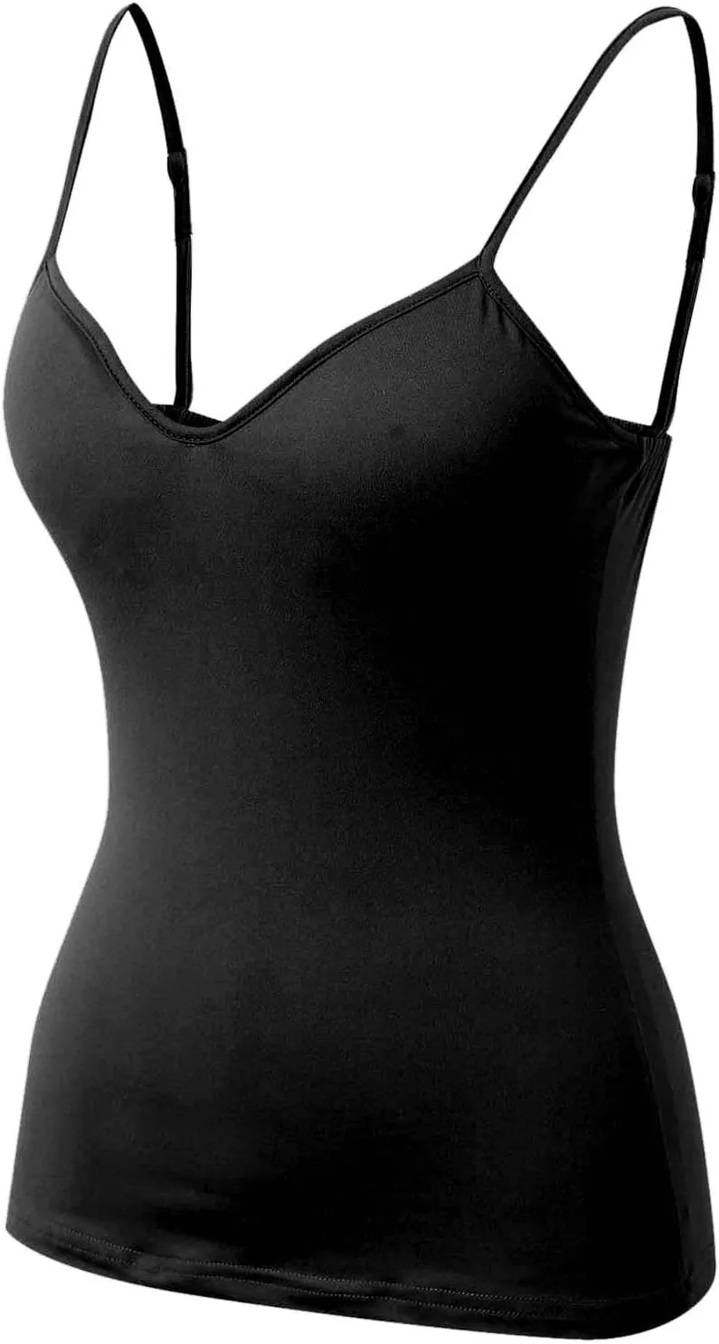 Women Shelf Bra Camisoles Tops Adjustable Strap Cami Tank Seamless Cotton Layering Undershirts