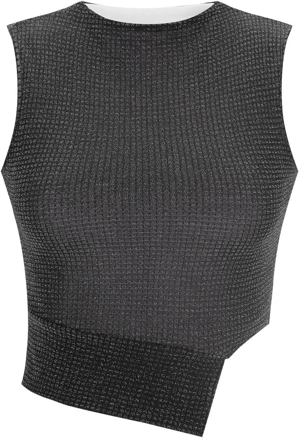 Women Shiny Tank Tops for Party Club, Trendy Crew Neck Glitter Shirts Slim Casual Sleeveless Blouse Sparkly Outfits