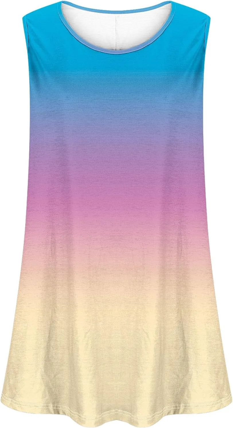 Women Tank Tops Plus Size 2025 Trendy Tanks Casual Crew Neck Comfy Oversized Sleeveless Tops Summer Basic Tees Blouses