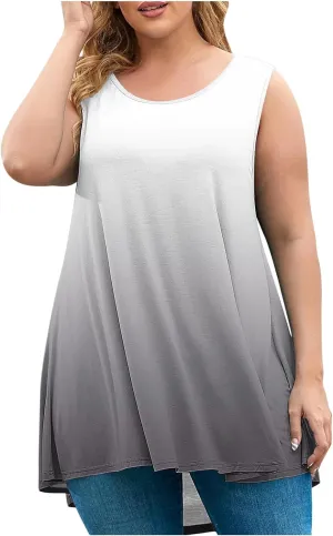 Women Tank Tops Plus Size 2025 Trendy Tanks Casual Crew Neck Comfy Oversized Sleeveless Tops Summer Basic Tees Blouses